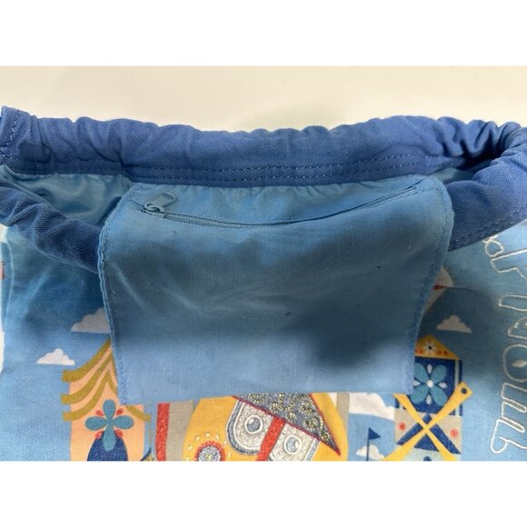 DISNEY PARKS It’s A Small World Drawstring Tote Bag Cinch Sack Backpack - Picture 5 of 6